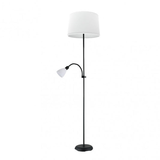 Lámpara de Pie con Lector Rilon 175,5 cm Negro y Pantalla Blanca Fabrilamp - vista principal | Fabrilamp / Abrila