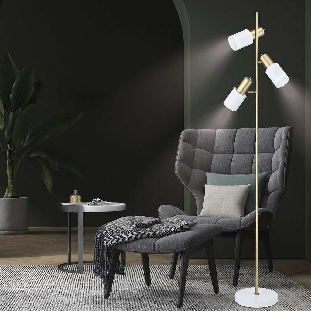 Medidas Pie de Salón Maena Blanco-Latón AJP/Alemar Ref. 10913 - LuzGuru
