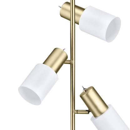 Pie de salón Maena Blanco-Latón AJP/Alemar (Ref. 10913): medidas detalladas.  Elegante diseño moderno, 3 luces E-14 orientables. Envío rápido desde LuzGuru.
