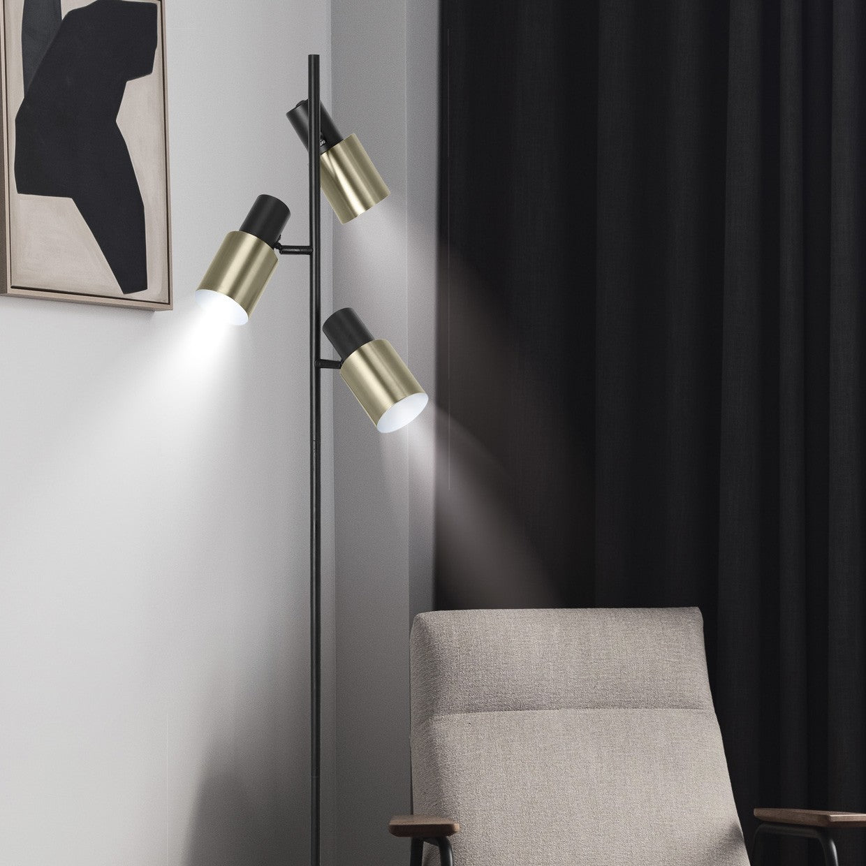 Medidas Lámpara Pie Salón Maena Negra AJP/Alemar Ref. 10896 - luzguru.com
