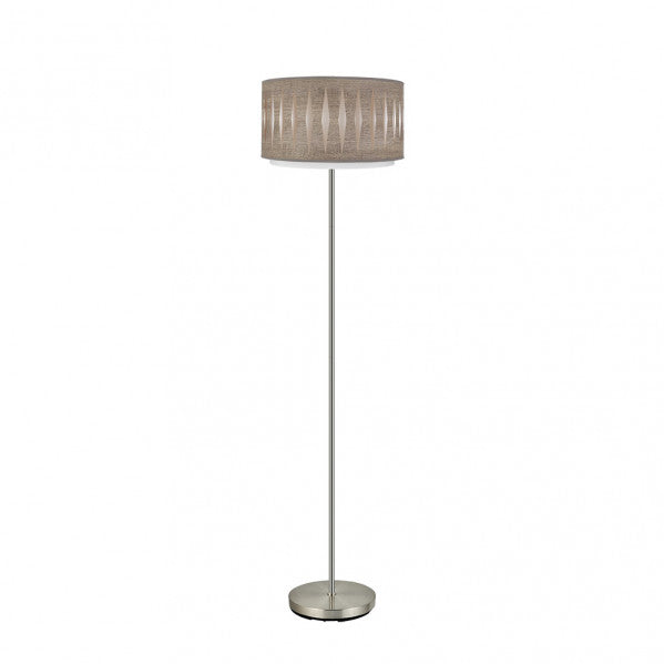 Pie de salón Alexandra en níquel y madera gris, diseño moderno y elegante de Fabrilamp, disponible en luzguru.com