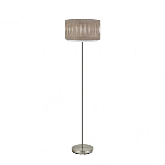 Pie de salón Alexandra en níquel y madera gris, diseño moderno y elegante de Fabrilamp, disponible en luzguru.com