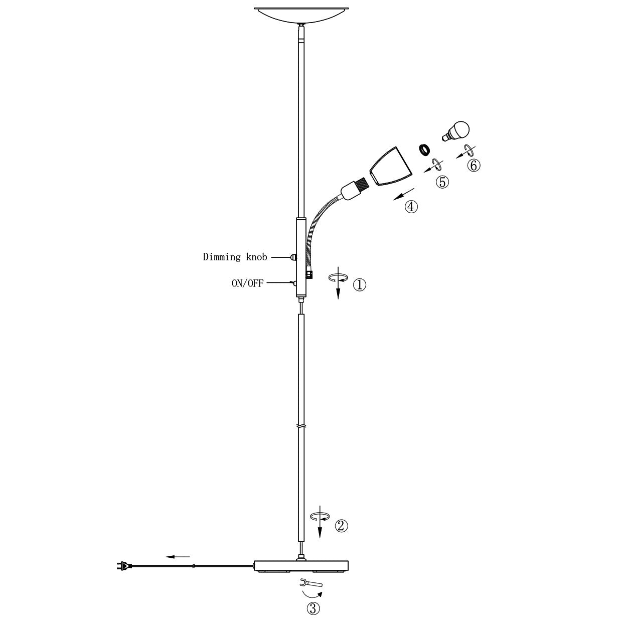 Pie de salón ATOS AJP/Alemar (Ref. 11611): Medidas detalladas. Elegante diseño en cuero con luz LED. Envío rápido y garantía. LuzGuru.com
