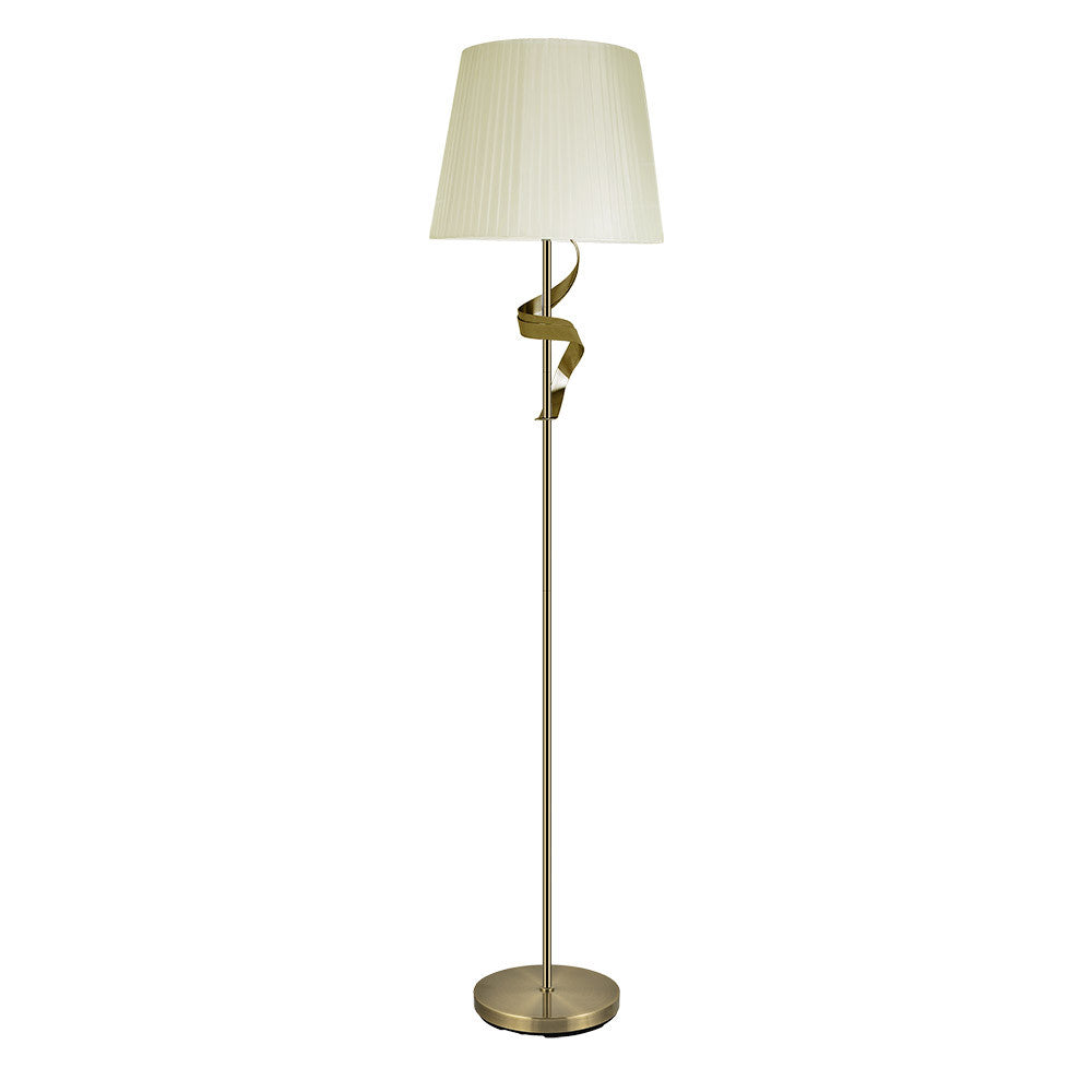 Lámpara de pie clásica Baeza Fabrilamp / Abrila, diseño en cuero y beige, Ref. 201941014