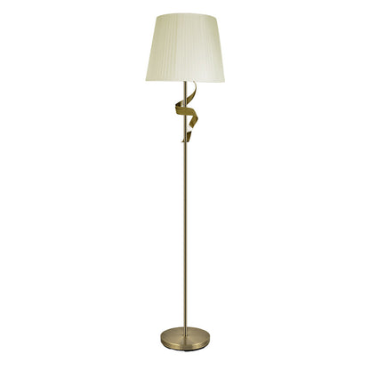 Lámpara de pie clásica Baeza Fabrilamp / Abrila, diseño en cuero y beige, Ref. 201941014