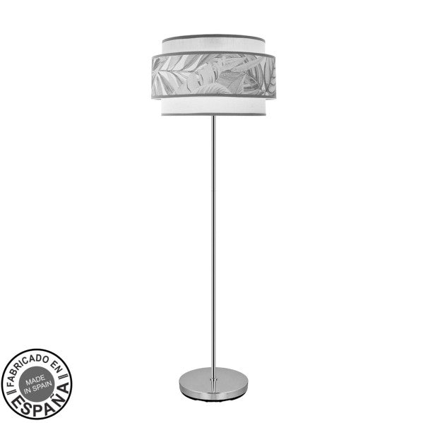 Pie de salón Camerun de Fabrilamp en cromo, blanco y gris. Diseño moderno y elegante para tu hogar.