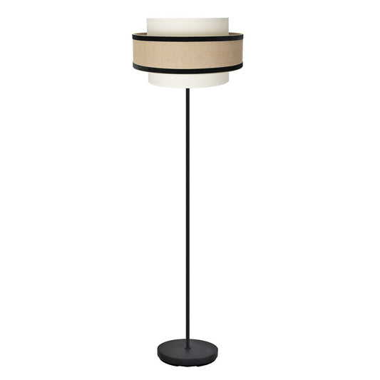 Lámpara de pie Cornalina Fabrilamp / Abrila textil beis y negro, ref. 246941009