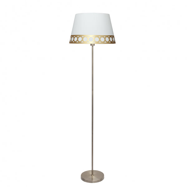 Pie de salón Dalia Blanco/Oro de Fabrilamp, diseño clásico y elegante para tu sala de estar.