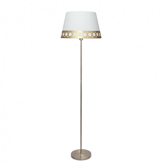 Pie de salón Dalia Blanco/Oro de Fabrilamp, diseño clásico y elegante para tu sala de estar.