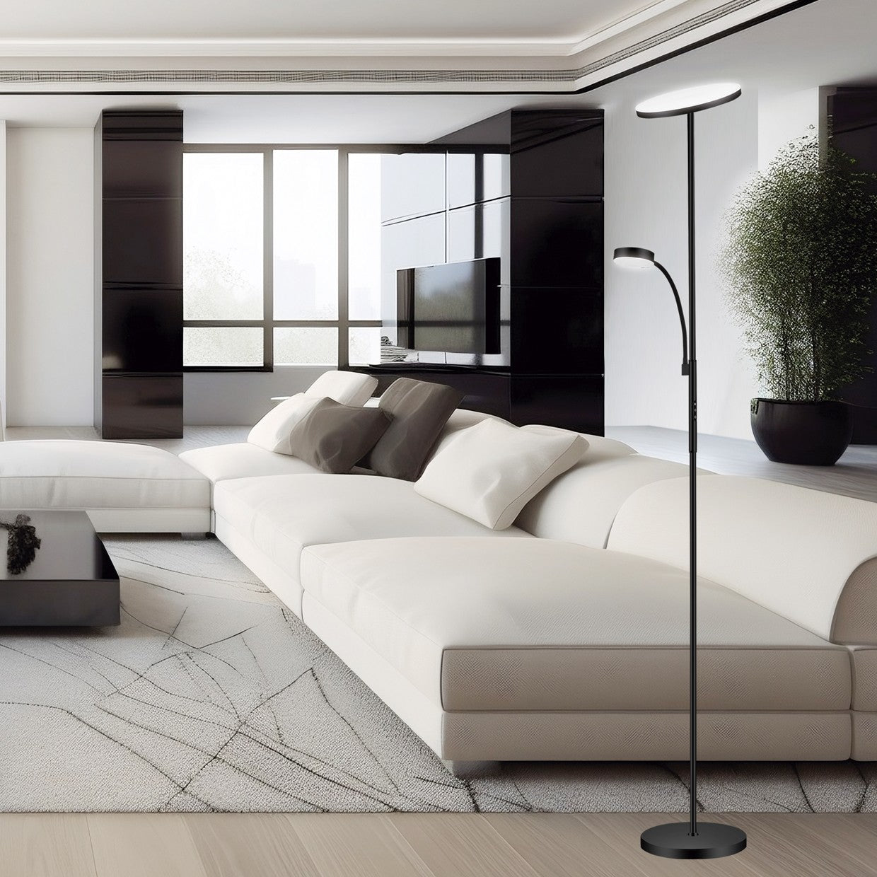 Medidas Pie Salón LED Elton Negro AJP/Alemar Ref. 11331 - luzguru.com
