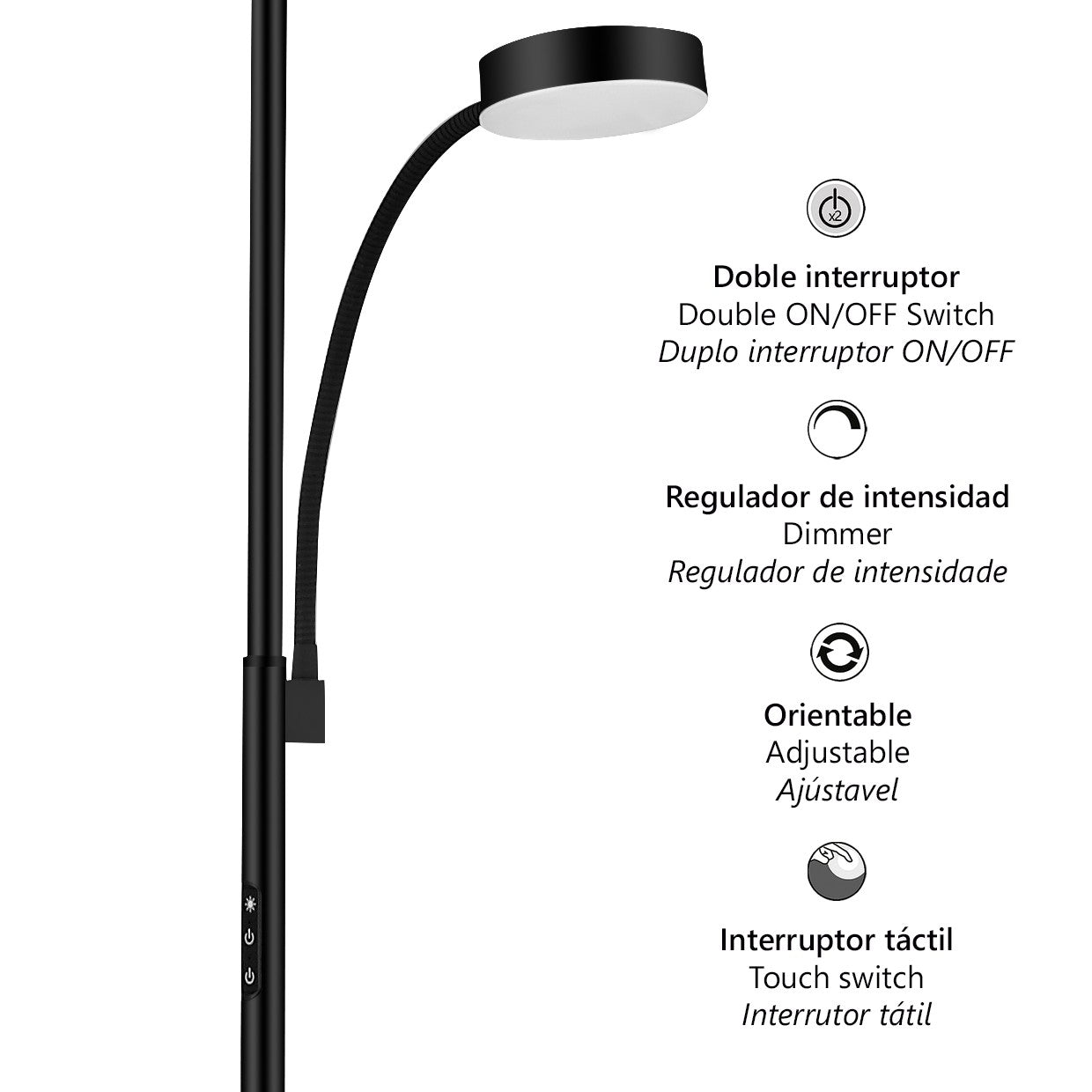 Medidas Pie Salón LED Elton Negro AJP/Alemar Ref. 11331 - luzguru.com
