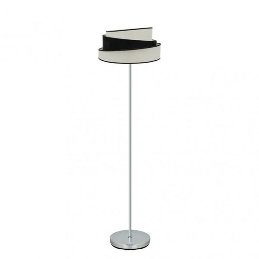 Lámpara de Pie de Salón Hara 162 cm Cromo y Pantalla Blanco-Negro Fabrilamp - vista principal | Fabrilamp / Abrila