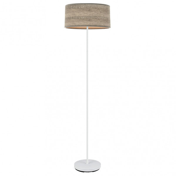 Pie de salón Jerte Blanco/Madera Gris de Fabrilamp, diseño moderno y elegante para tu salón. Disponible en luzguru.com