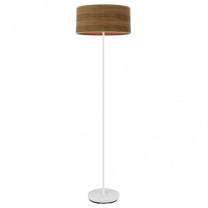 Pie de salón Jerte de Fabrilamp en color blanco y madera oscura, ideal para la decoración de salones y dormitorios.