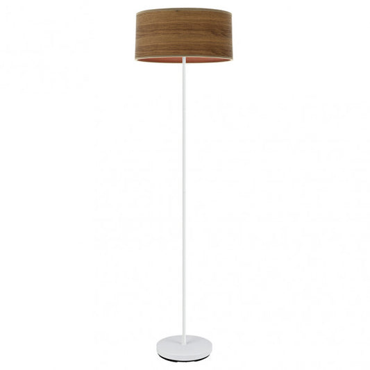 Pie de salón Jerte de Fabrilamp en color blanco y madera oscura, ideal para la decoración de salones y dormitorios.