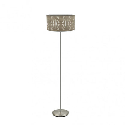 Pie de salón Katerina en níquel y madera gris, diseño moderno y elegante de Fabrilamp. Disponible en luzguru.com