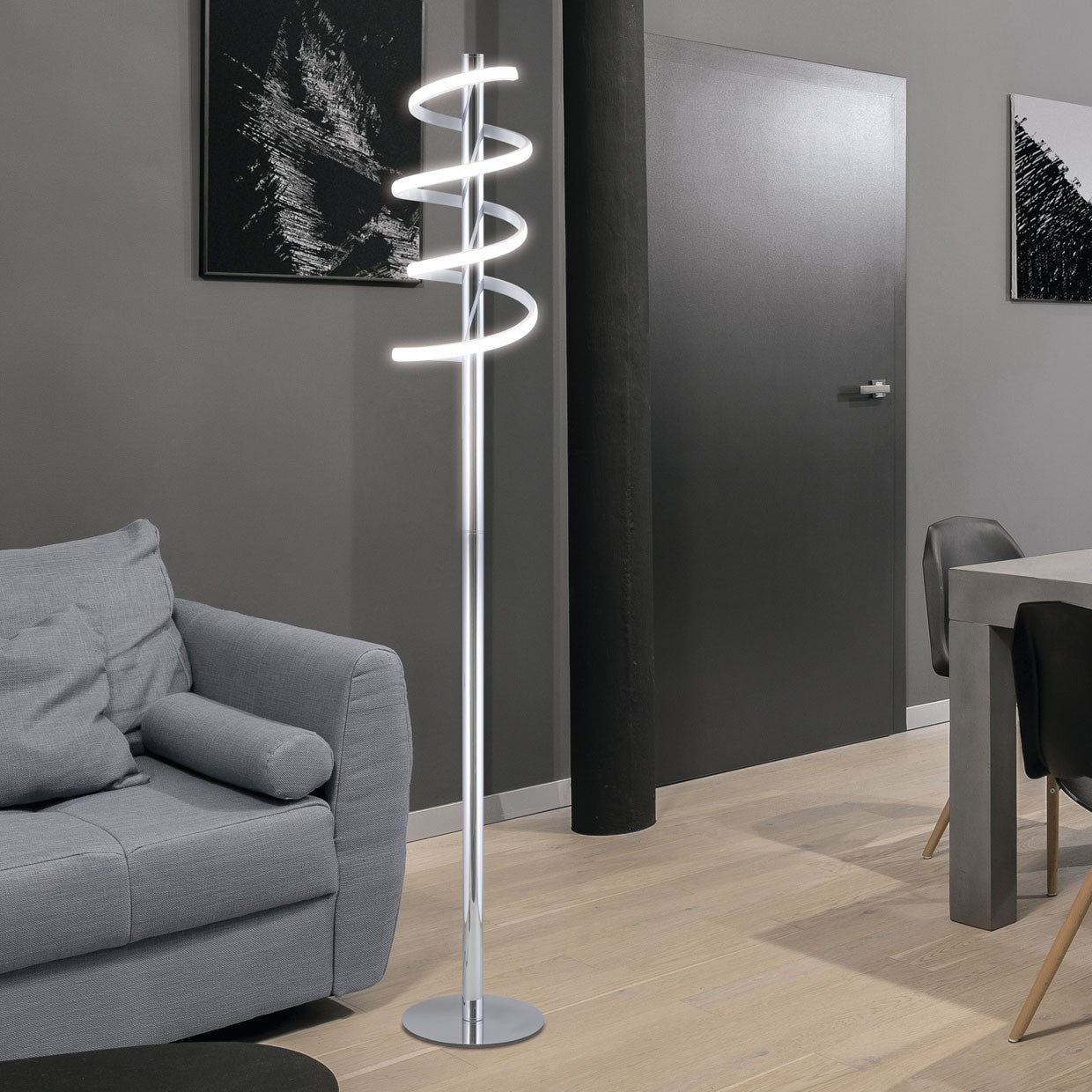 Pie de salón LED MOEB AJP/Alemar (Ref. 60214): Dimensiones detalladas. Iluminación elegante y moderna de 2090 lúmenes (22W, 4000K) para tu salón.  Luzguru.com
