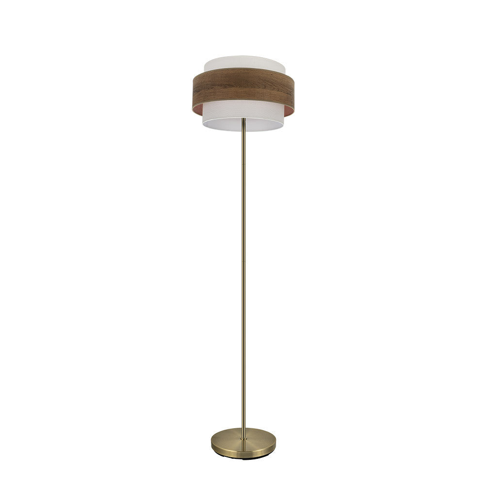 Lámpara de pie Myriam Fabrilamp / Abrila moderna de cuero y madera, ref. 177641084