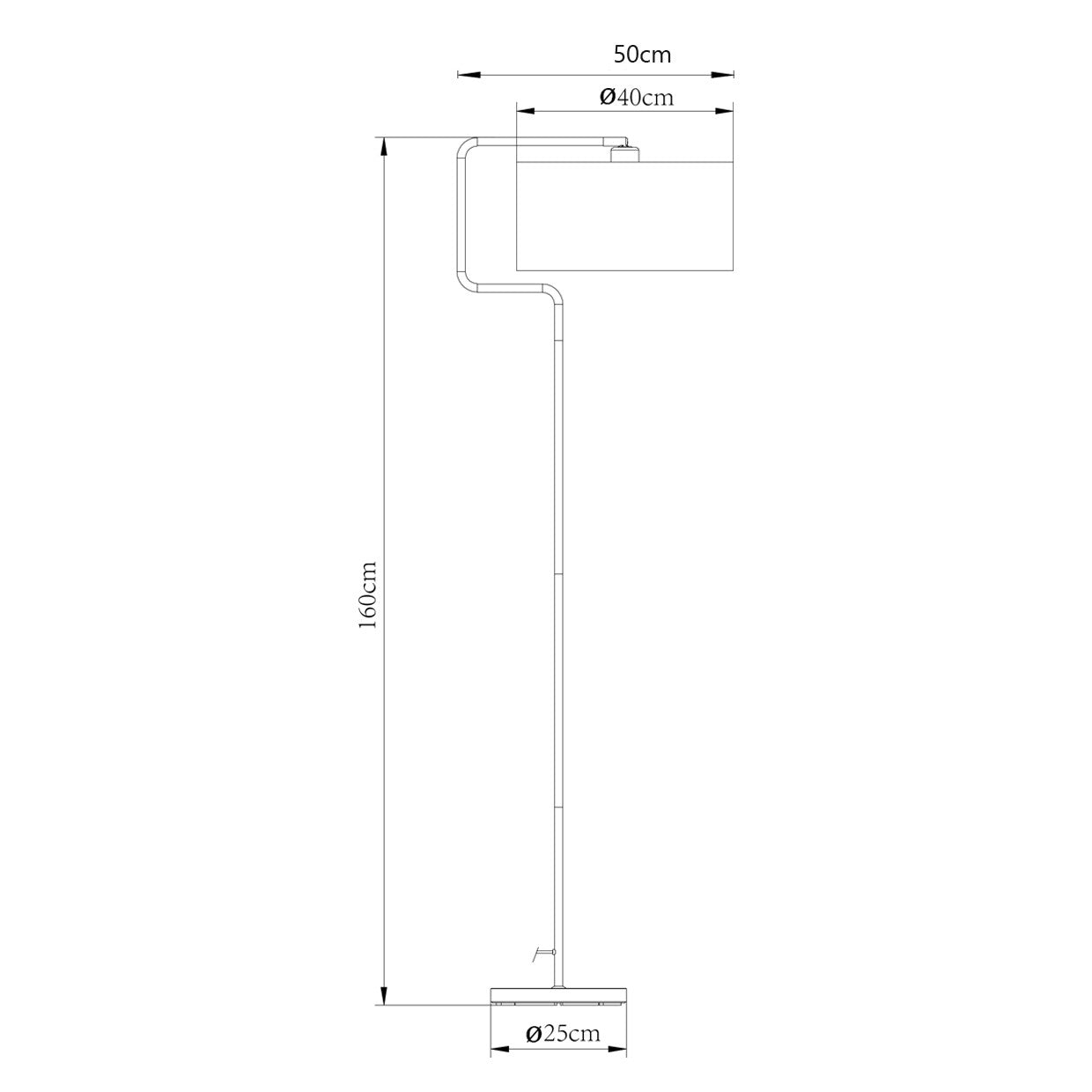 Pie de salón OLFO Negro AJP/Alemar (Ref. 11328): Dimensiones detalladas.  Diseño elegante y moderno para tu salón.  Compra ahora en luzguru.com
