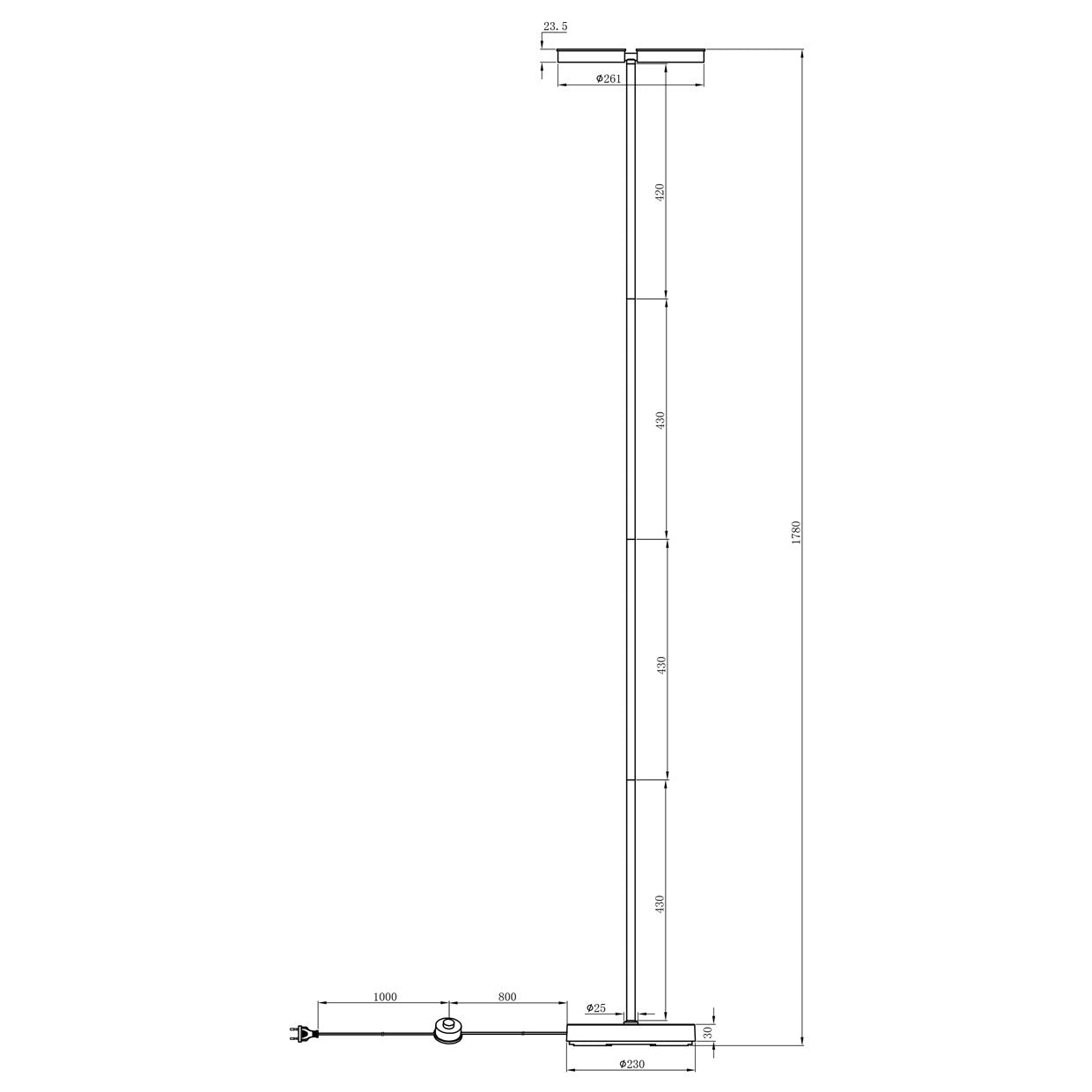 Pie de salón LED Petro Negro AJP/Alemar (Ref. 11332) - Medidas: Iluminación moderna y eficiente para tu hogar.  Compra ahora en luzguru.com
