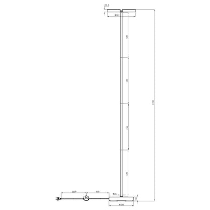 Pie de salón LED Petro Negro AJP/Alemar (Ref. 11332) - Medidas: Iluminación moderna y eficiente para tu hogar.  Compra ahora en luzguru.com
