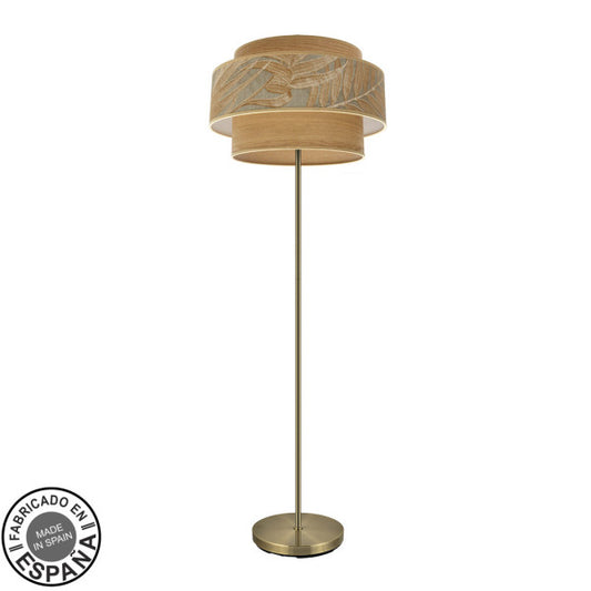 Pie de salón Samoa en cuero camel, modelo 231441014, Fabrilamp, luzguru.com