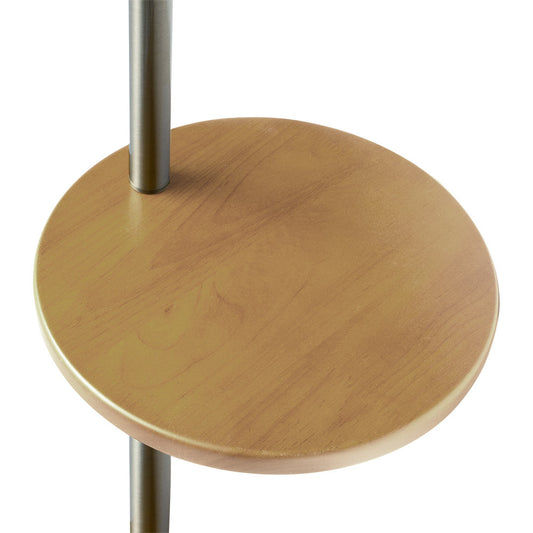 Pie de salón SEDA fabricado en metal y madera color níquel y haya
