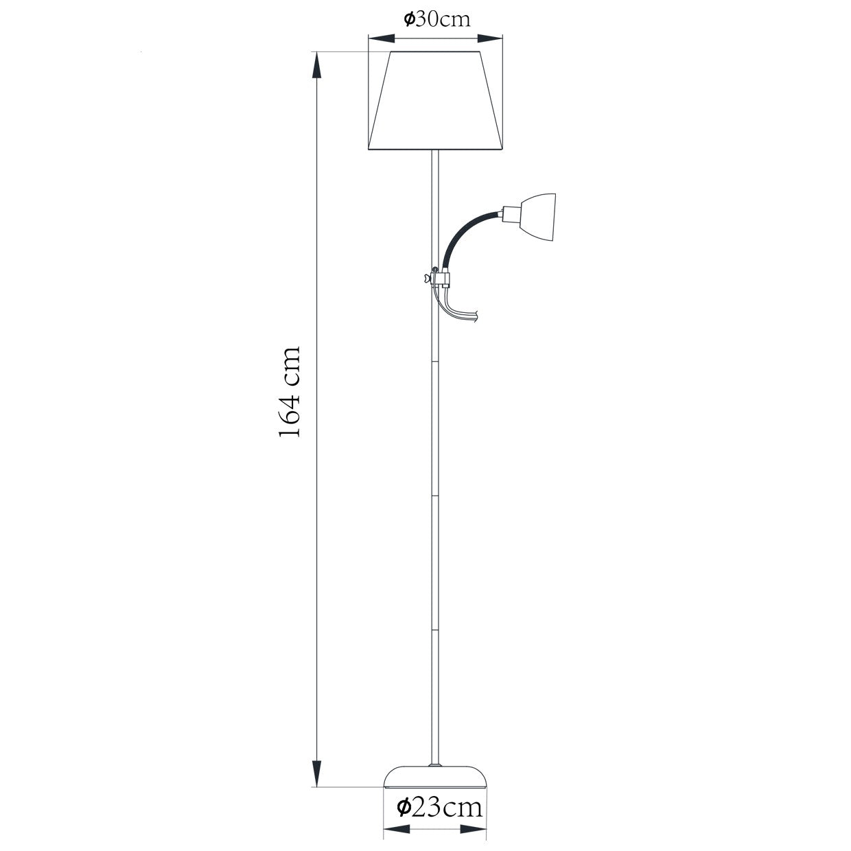 Medidas Pie Salón Sisto Negro AJP/Alemar Ref. 11621 - LuzGuru.com
