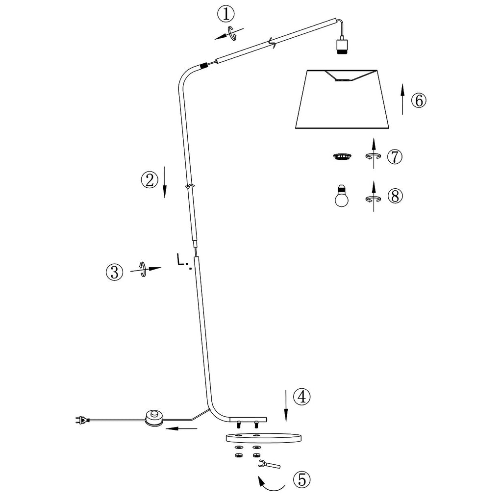 Medidas pie salón AJP Alemar Talbot (Ref. 11609) - Latón/Blanco.  Luzguru.com
