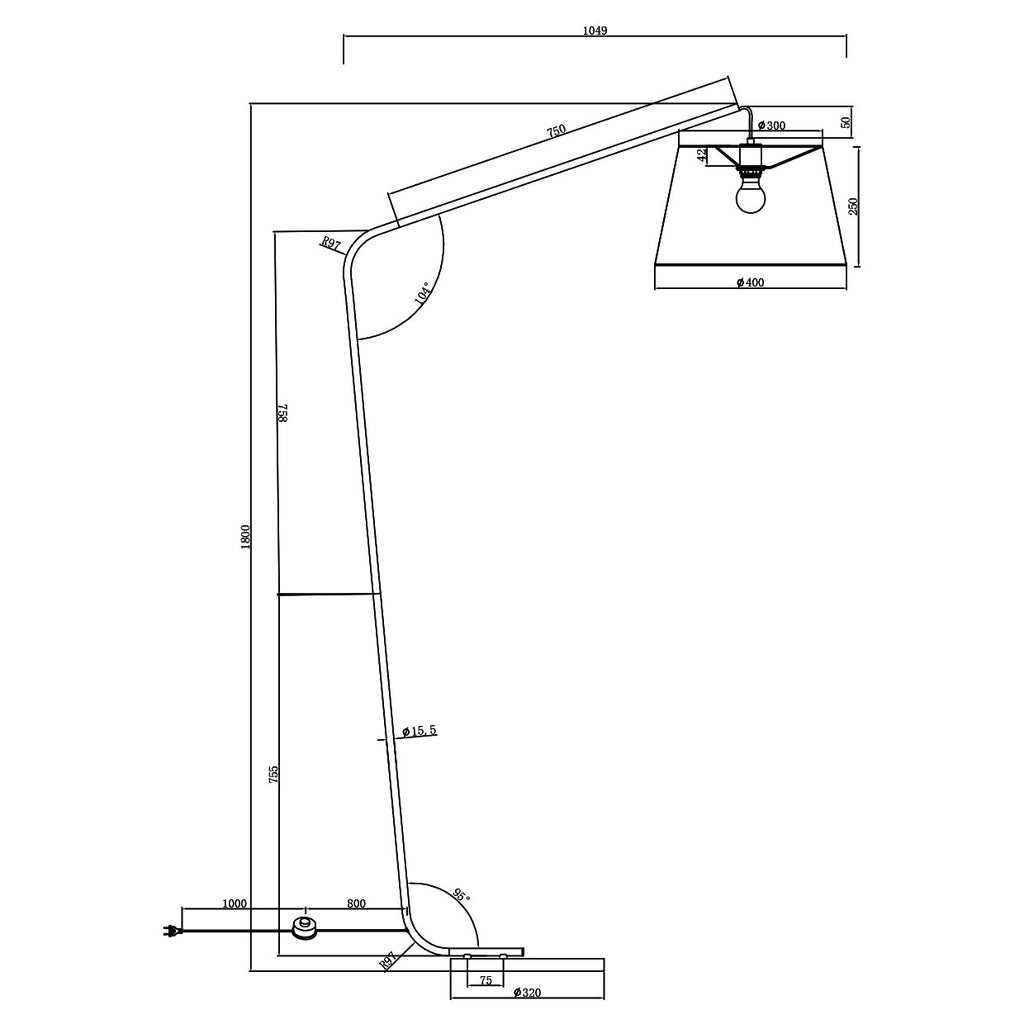 Pie de salón AJP Alemar Talbot (Ref. 11609): medidas detalladas. Elegancia y funcionalidad para tu salón.  Compra ahora en luzguru.com
