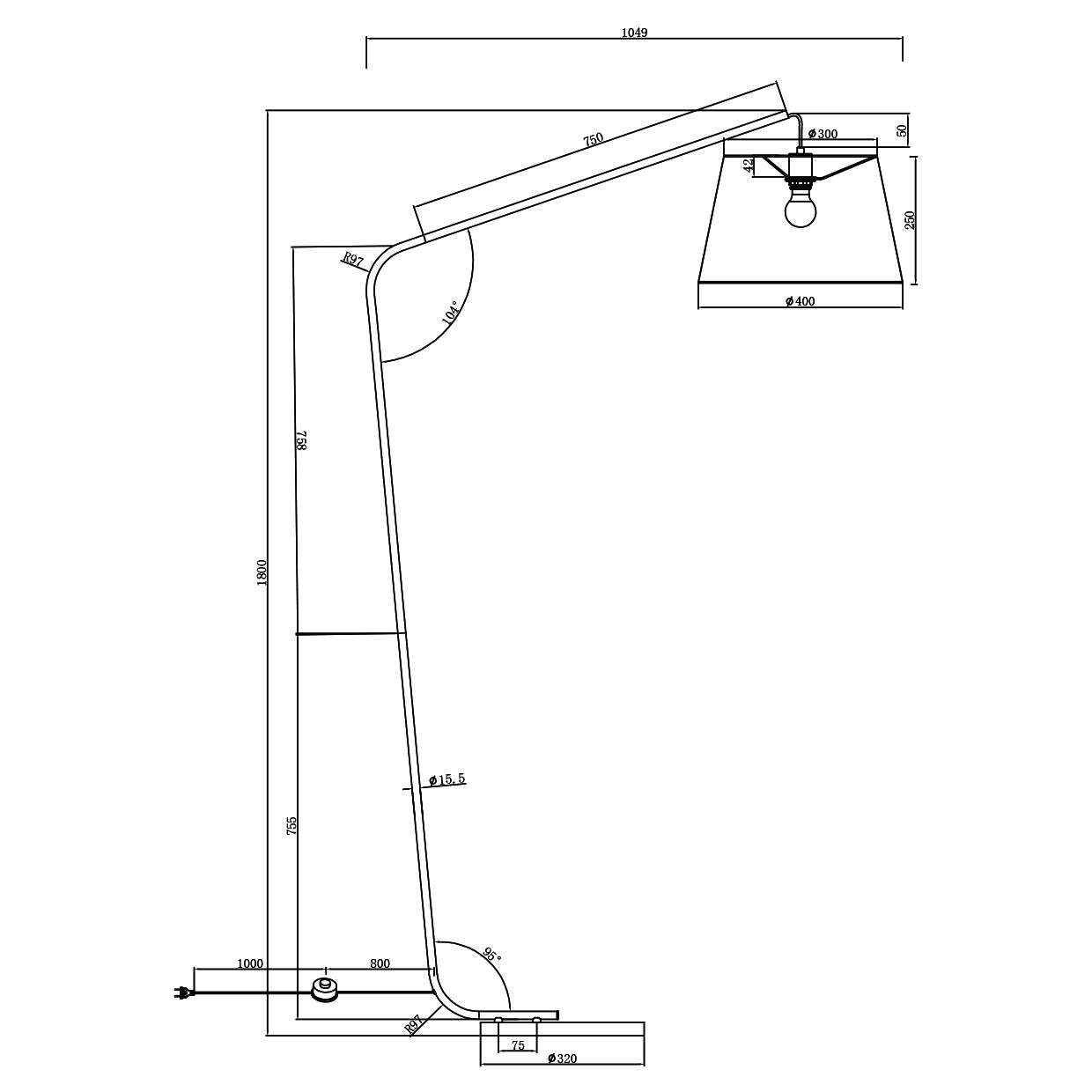 Pie de salón AJP Alemar Talbot (Ref. 11609): medidas detalladas. Elegancia y funcionalidad para tu salón.  Compra ahora en luzguru.com
