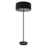 Pie de salón Tania Fabrilamp - Lámpara de pie moderna con pantalla negro y madera gris 162cm