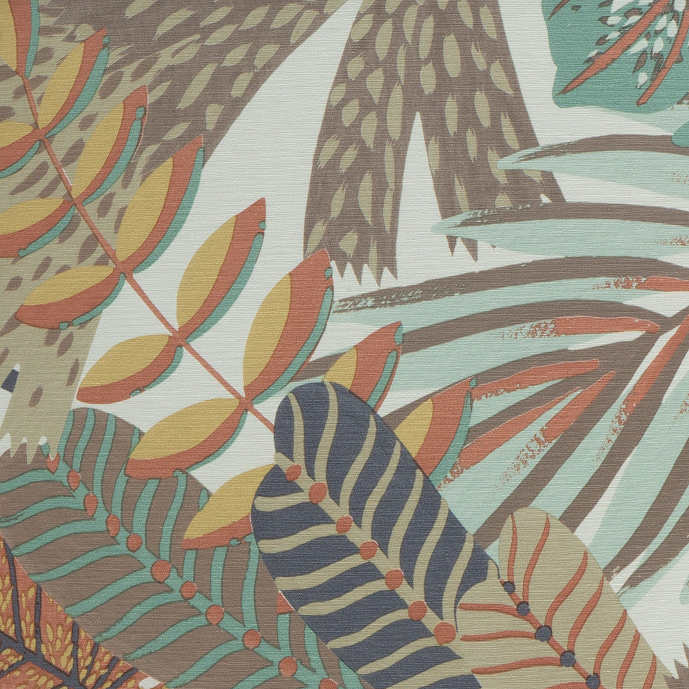 Lámpara de pie Tunez fabricada en metal color blanco con pantalla textil estampada