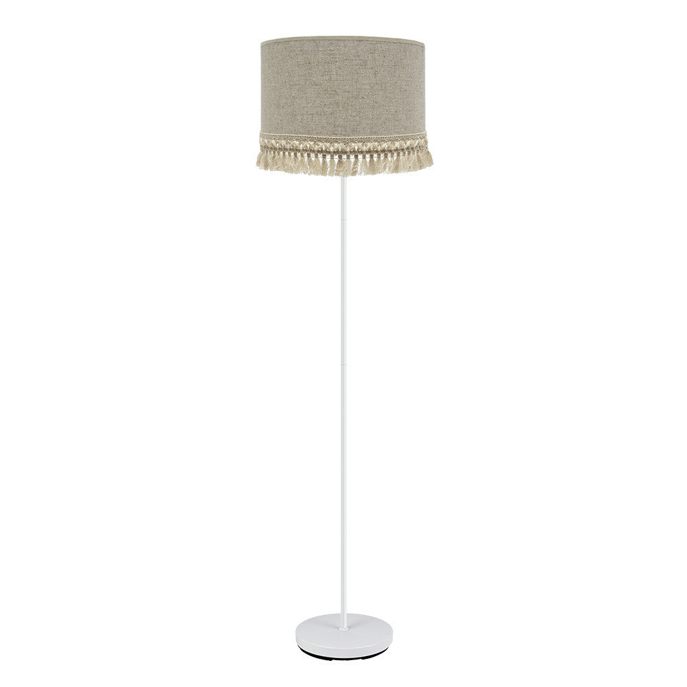 Pie de Salón Vera Blanco/Beis Fabrilamp - Lámpara de pie moderna para salón y dormitorio
