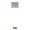 Pie de Salón Vera de Fabrilamp / Abrila en cuero beige con pantalla de lino rayado
