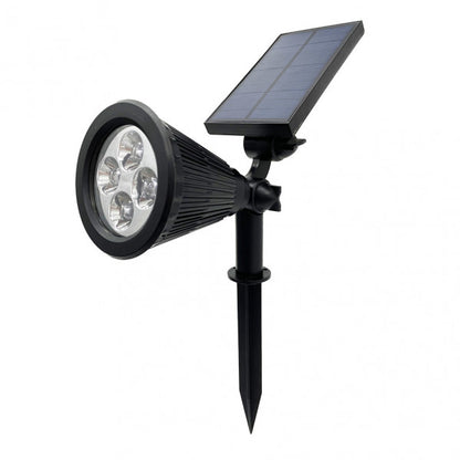 Pincho solar Kira negro de Fabrilamp, iluminación exterior para jardín, 150 lúmenes, IP65.