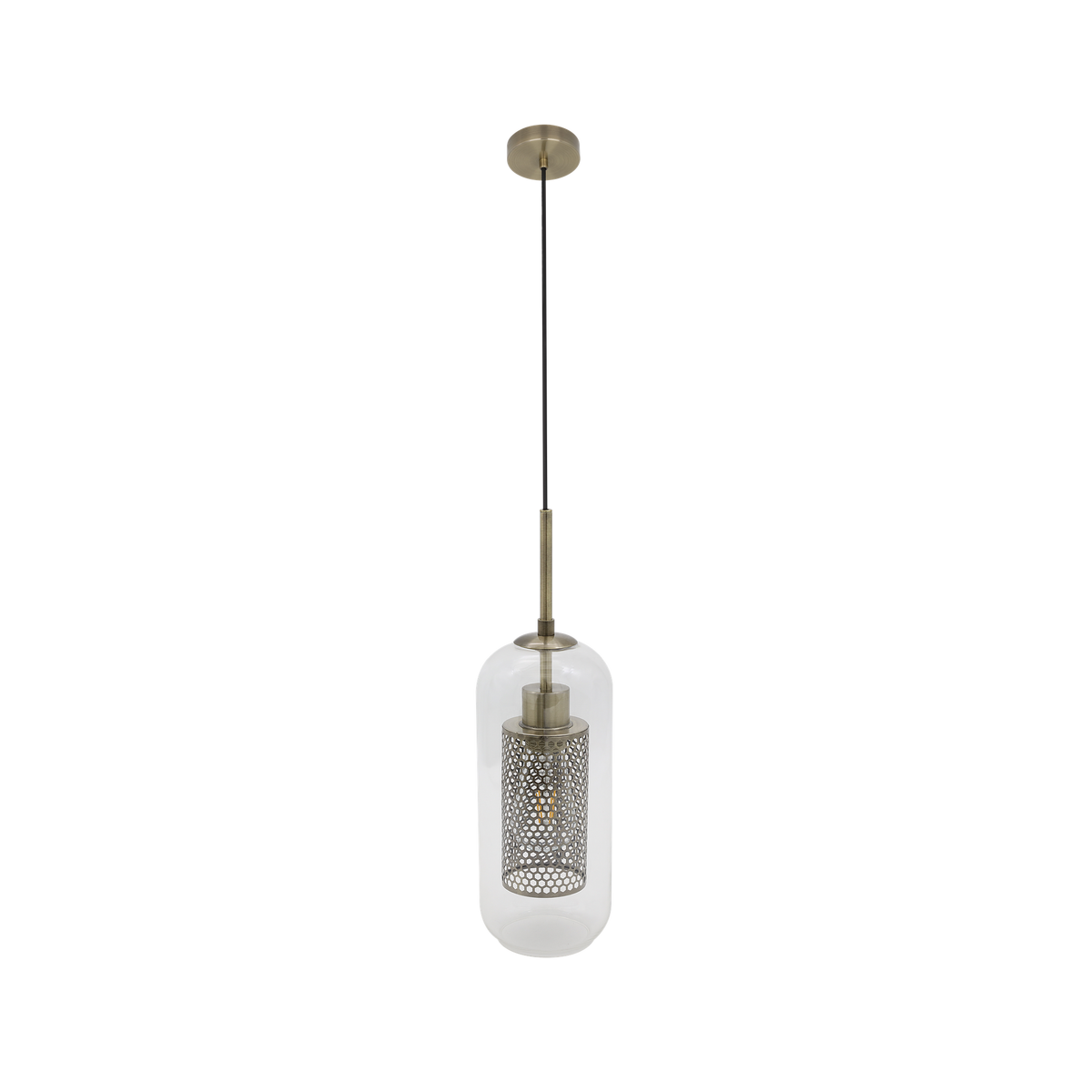 Lámpara Colgante Pixie 1xE27 Cuero Cristal Fabrilamp - vista principal | Fabrilamp / Abrila · Ref. 193591314