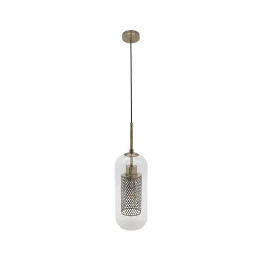 Lámpara Colgante Pixie 1xE27 Cuero Cristal Fabrilamp - vista principal | Fabrilamp / Abrila · Ref. 193591314