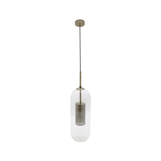 Lámpara Colgante Pixie 1xE27 Cuero Cristal Fabrilamp - vista principal | Fabrilamp / Abrila · Ref. 193591514