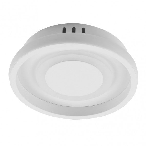 Plafón LED Elma Blanco 20W, vista frontal, diseño moderno y elegante de Fabrilamp.