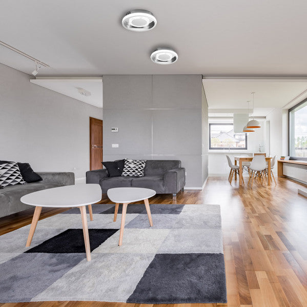 Plafón LED Elma Cromo 20W de Fabrilamp, detalle del diseño