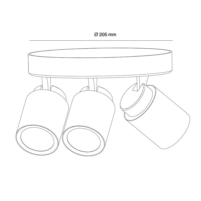 Plafón GU10 con focos orientables 230° - 90° para salón