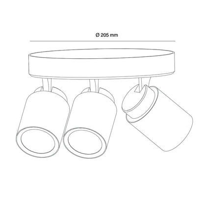 Plafón GU10 con focos orientables 230° - 90° para salón
