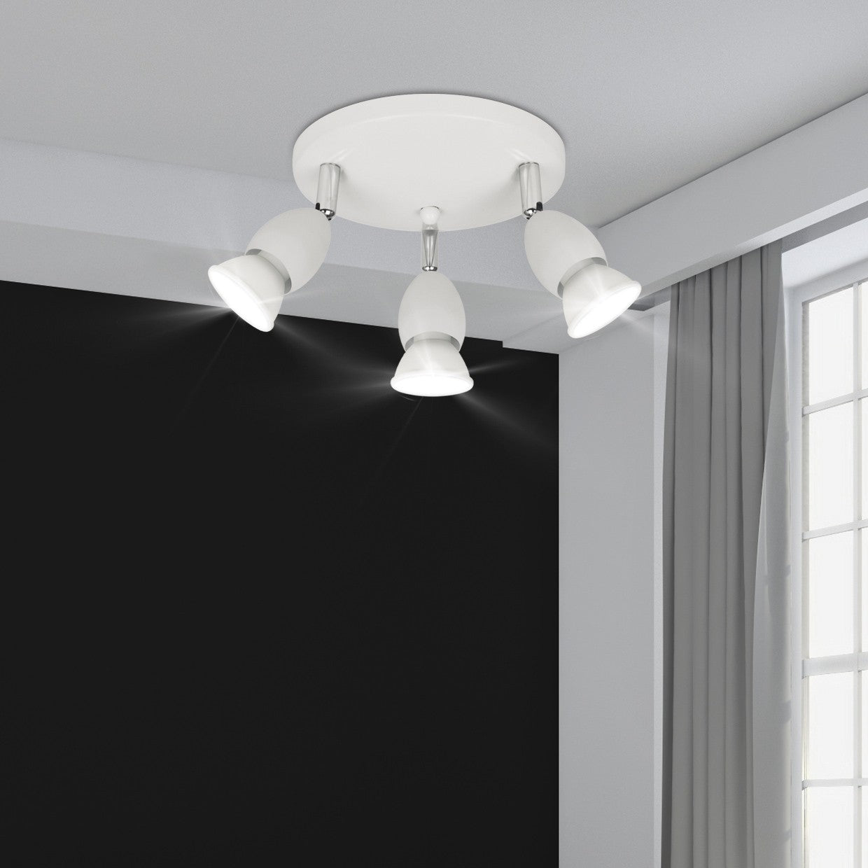 Medidas Plafón 3 Luces Bala Blanco AJP/Alemar Ref. 10426 - Iluminación moderna articulada. LuzGuru.
