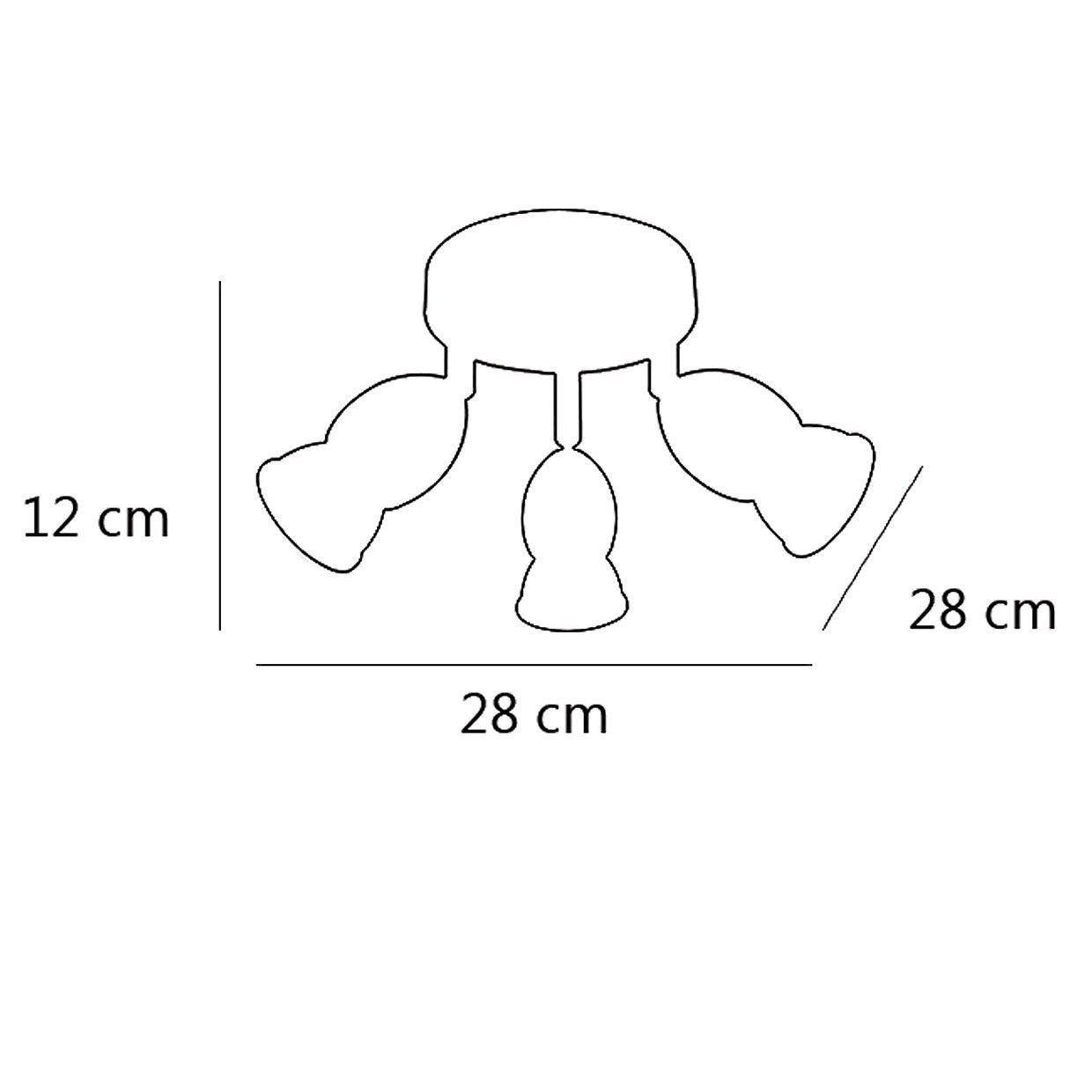 Medidas Plafón 3 Luces Bala Cuero AJP Alemar Ref. 10425 - luzguru.com
