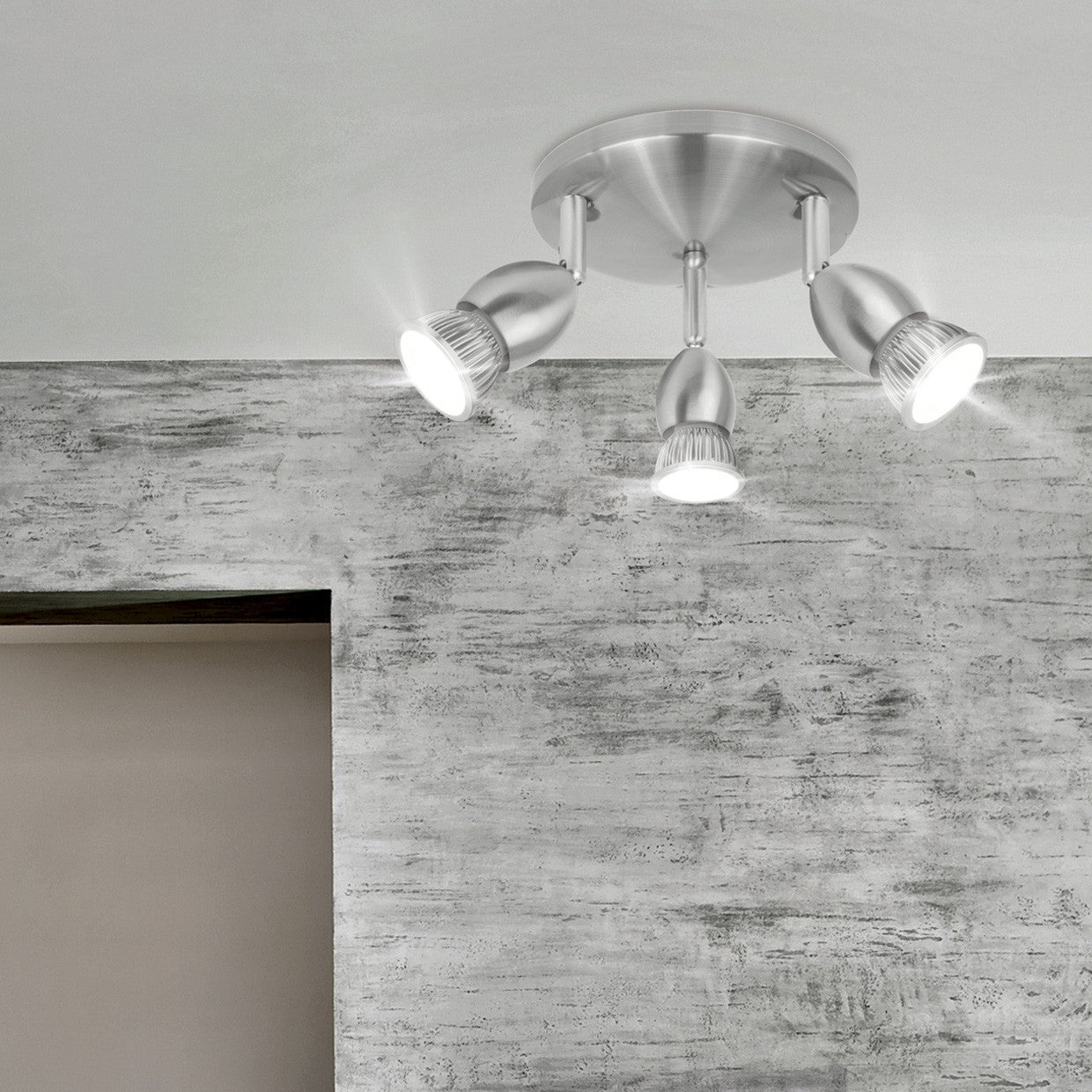 Medidas Plafón Bala 3 Luces Níquel Satinado AJP/Alemar Ref. 10424 - LuzGuru
