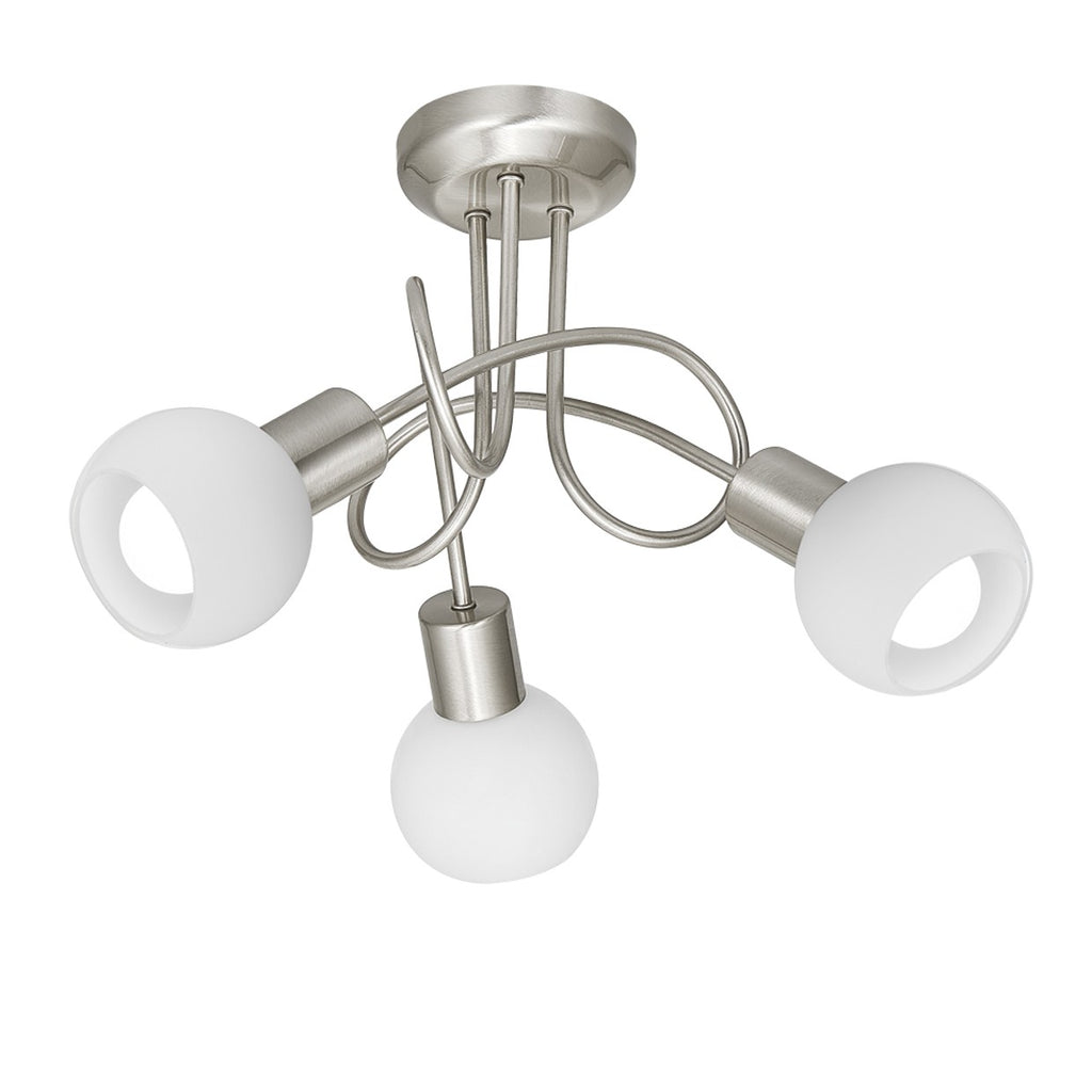 Plafón 3 luces Opal AJP/Alemar (Ref. 10527) - Medidas. Iluminación interior moderna, níquel satinado. Compra en luzguru.com
