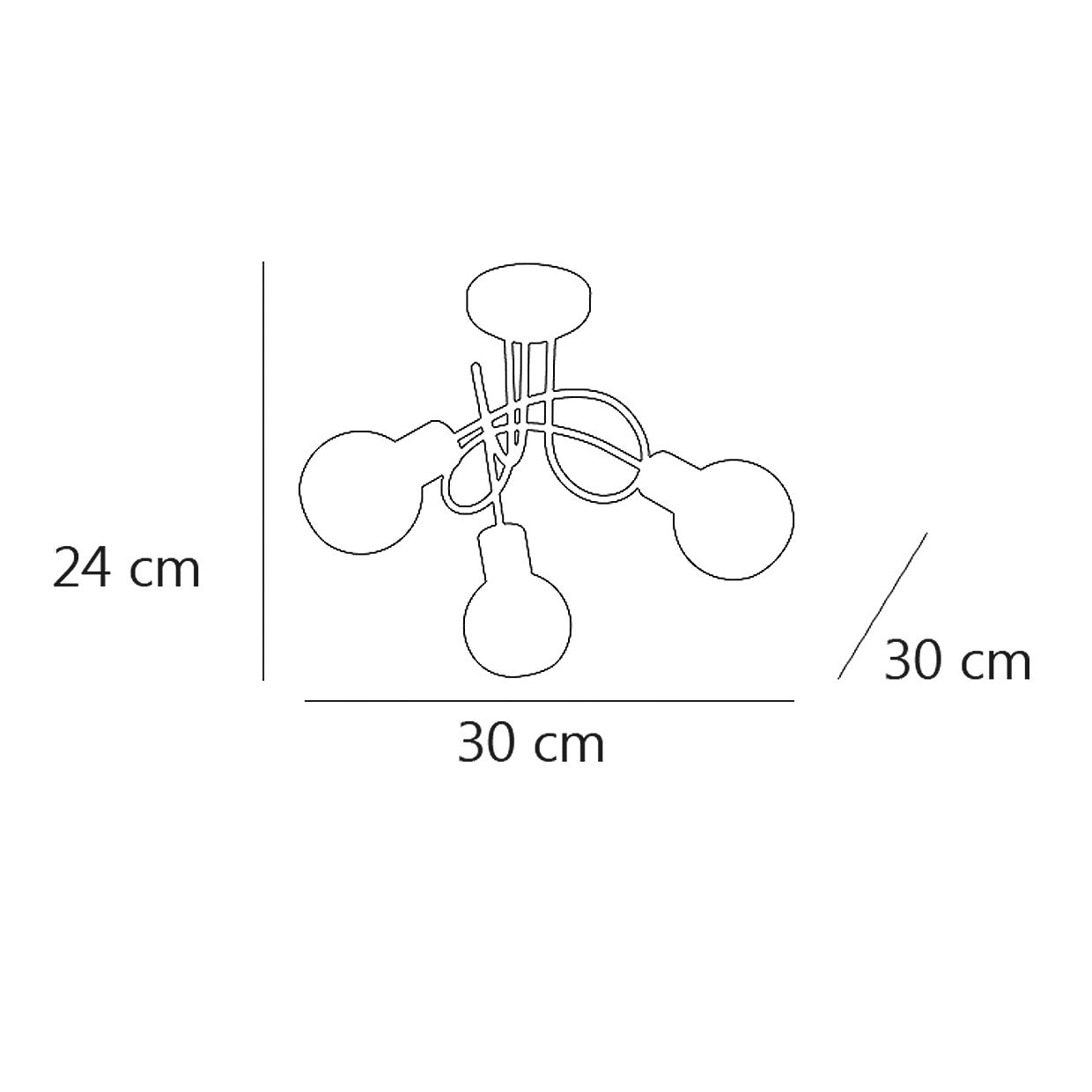 Medidas Plafón 3 Luces Opal AJP/Alemar Ref. 10527 - LuzGuru

