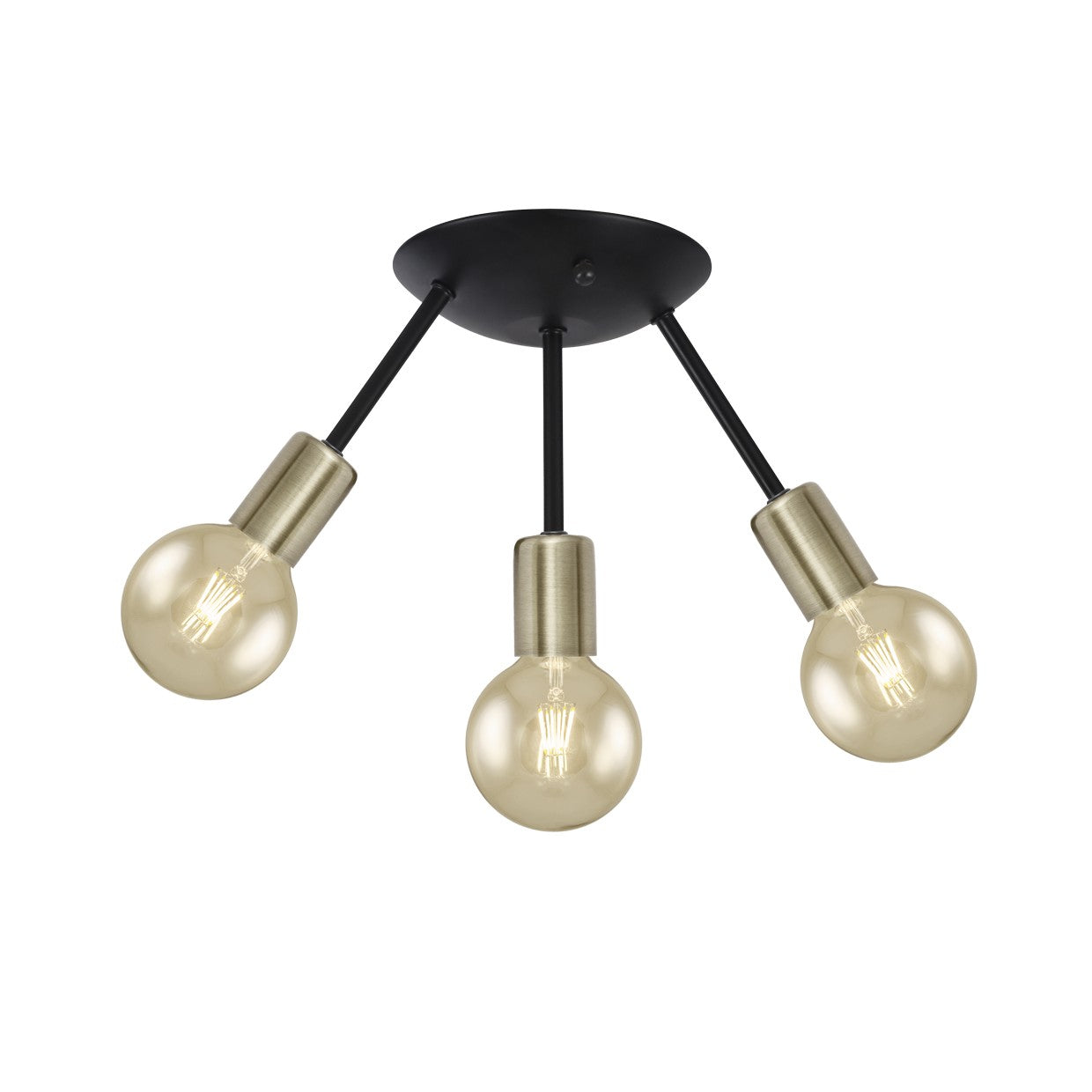 Plafón 3 luces AJP/Alemar Tripoli (Ref. 60221): Medidas detalladas. Elegante diseño negro y cuero para dormitorios y salones. Envío rápido en luzguru.com
