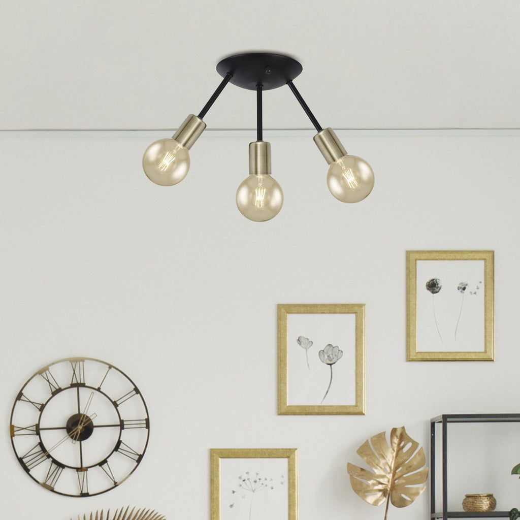 Medidas Plafón 3 Luces Negro-Cuero AJP/Alemar Tripoli Ref. 60221 - luzguru.com
